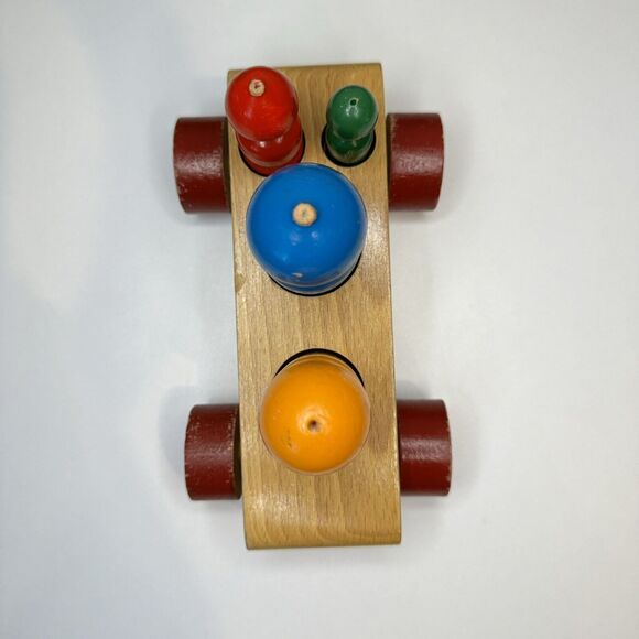 Kay Bojesen Original 1950s Danish Toy Wagon “Family Trip” Colorful Wooden Car - Picture 3 of 9